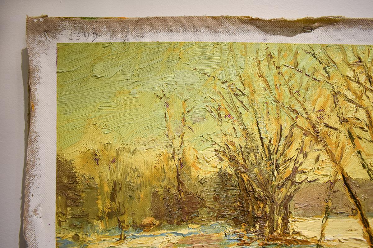 #5549 Colonial Road: Impressionist En Plein Air Landscape Painting on Linen 6