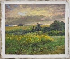 #5714 Golden Rod: Impressionist En Plein Air Summer Landscape Painting on Linen