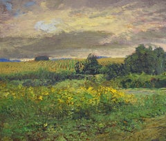 #5714 Golden Rod: Impressionist En Plein Air Summer Landscape Painting on Linen