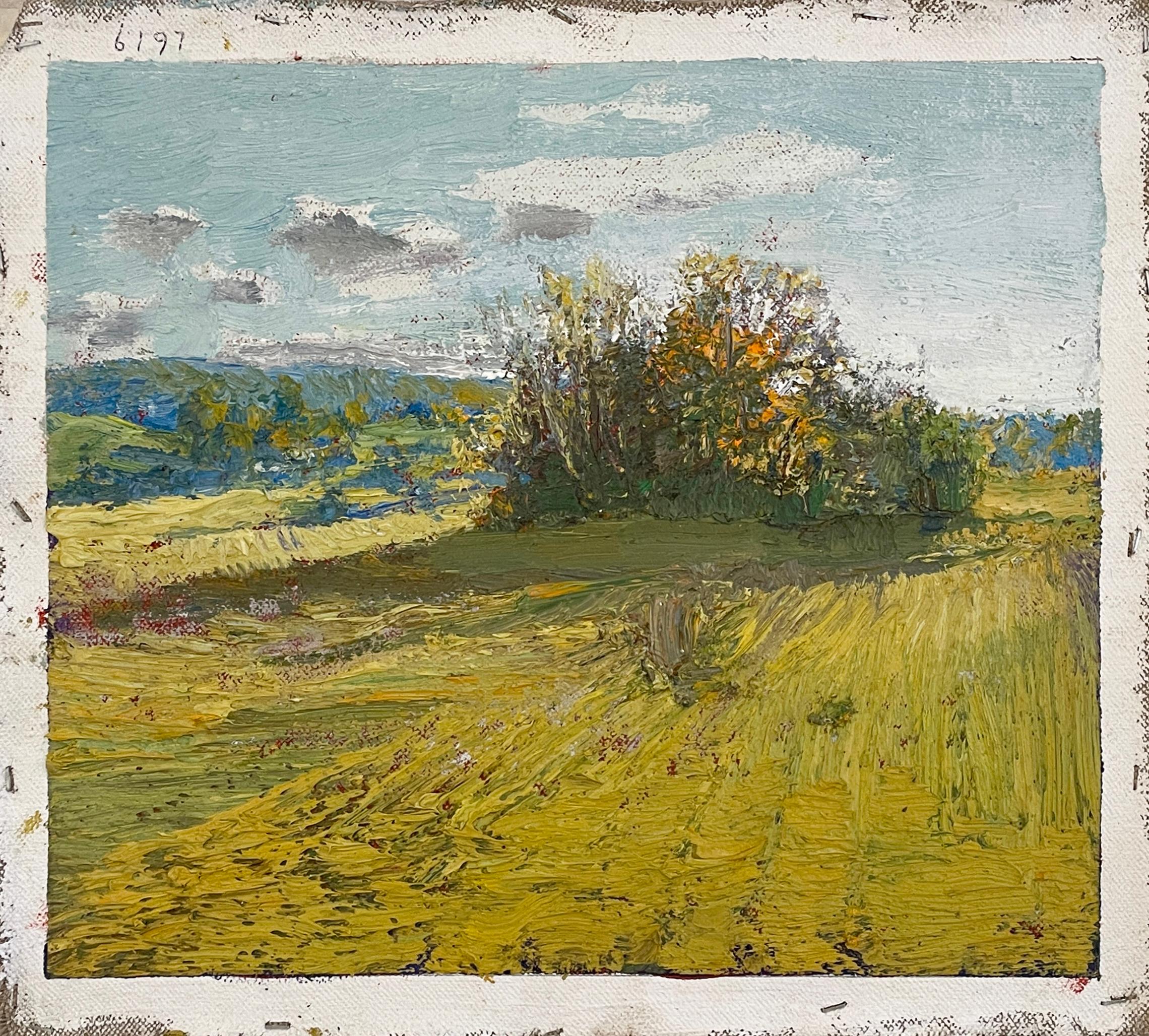 Un posto nel campo della fede: Pittura impressionista plein air di paesaggi di campagna - Painting di Harry Orlyk
