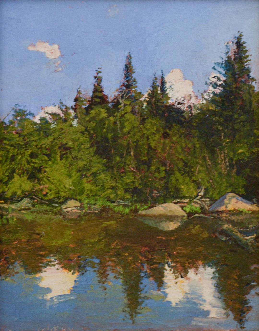 Bear Cove: Impressionist Plein-Air Landscape Painting of a Green Pine Forest  3