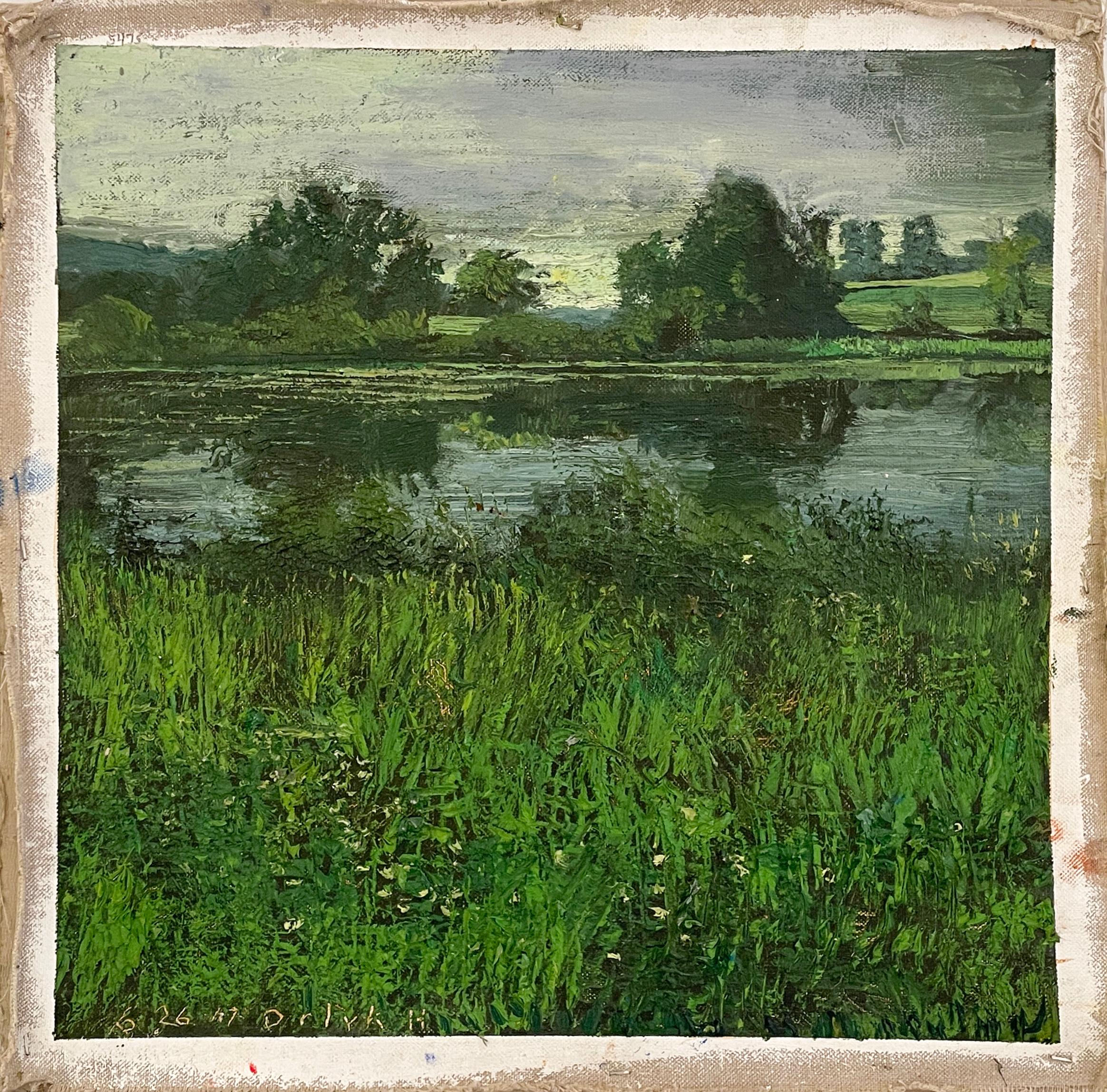 Melvile's Pond: Impressionist Plein Air Countryside Landscape Painting on Linen 1