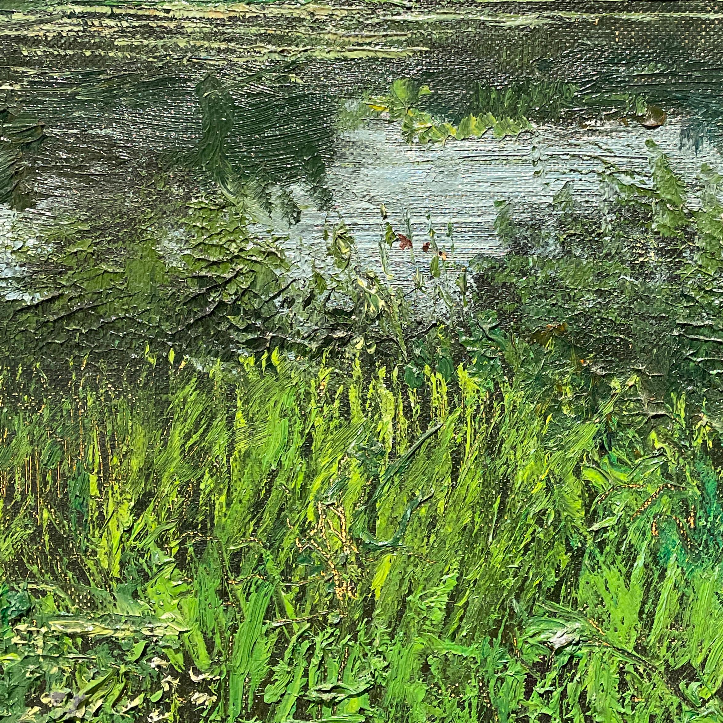 Melvile's Pond: Impressionist Plein Air Countryside Landscape Painting on Linen 2