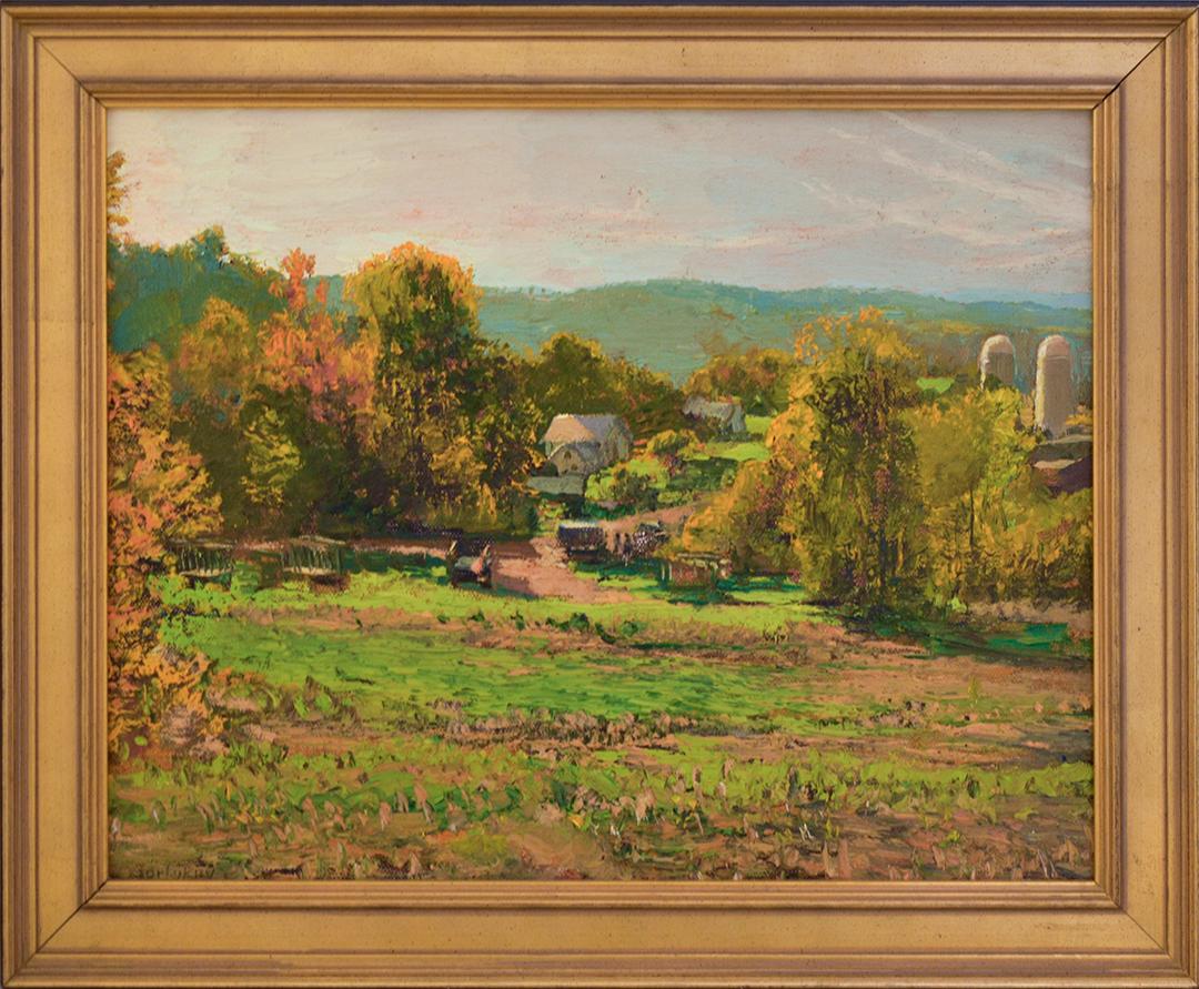 Ted's Farm: Impressionist En Plein Air Landscape Painting of a Country Farm 