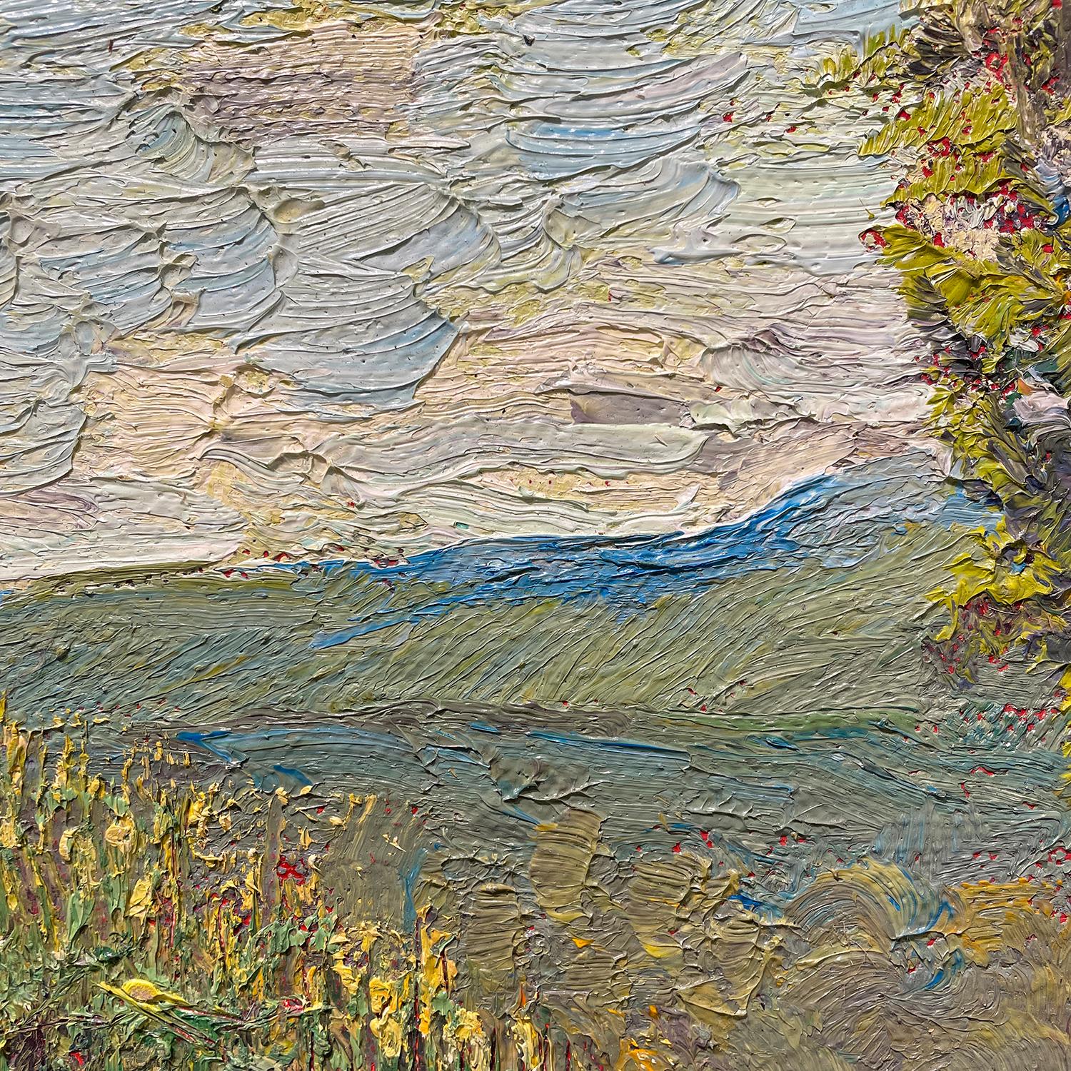Attraverso le terre protette (pittura a olio di paesaggio impressionista di una strada di campagna) - Painting Impressionismo di Harry Orlyk