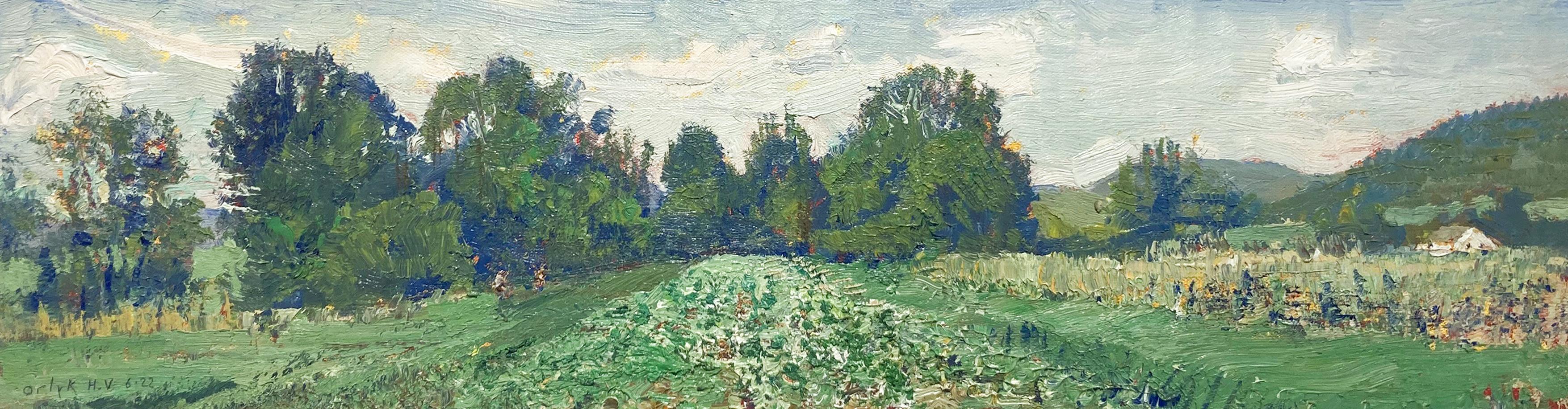 Truehart's (Impressionist Rural En Plein Air Landscape, Country Farm Fields) - Painting by Harry Orlyk