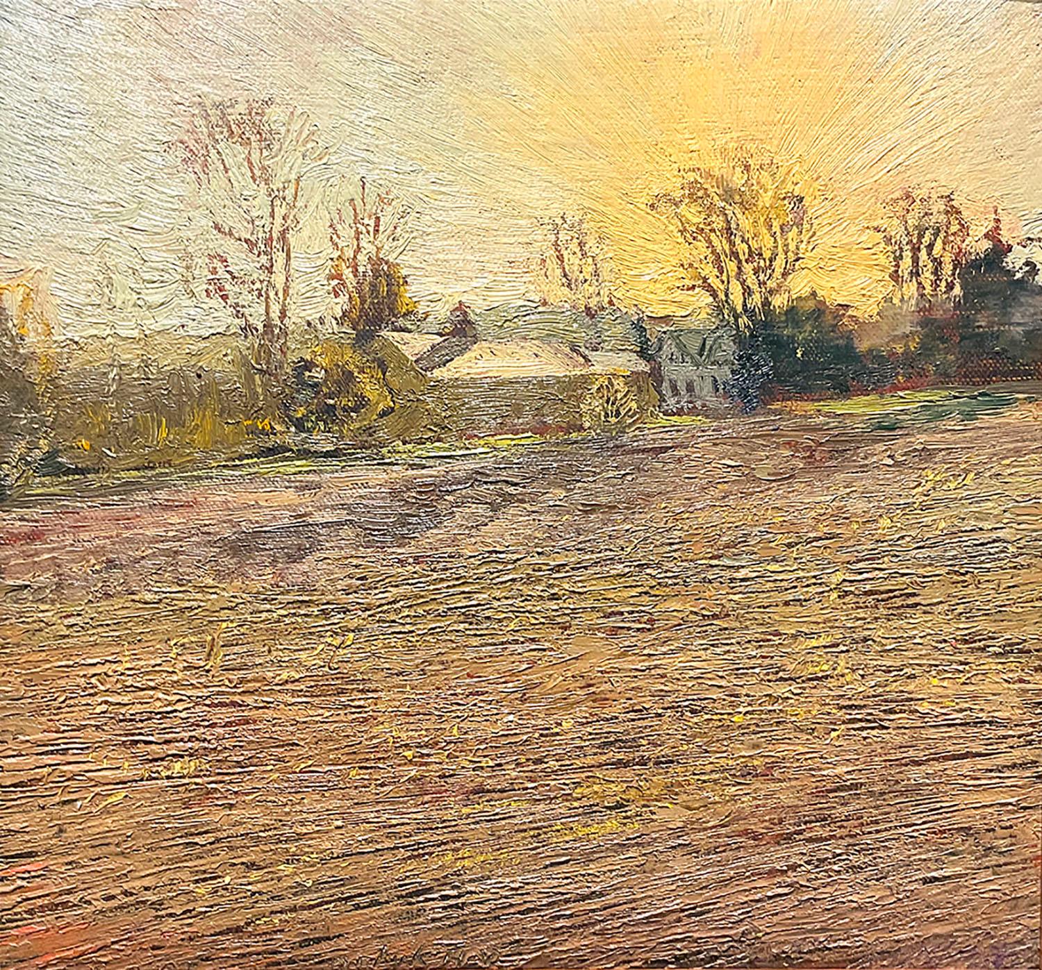 Warren's Barn: Van Gogh Inspired Plein Air Landscape Painting of Country Farm 