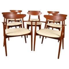 Harry Ostergaard Set of 8 (2 Arm + 6 Side) Danish Teak Dining Chairs for Randers