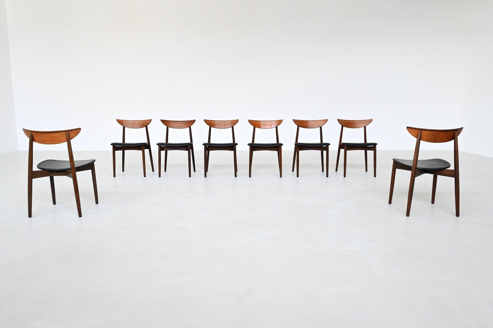Danois Harry Ostergaard set de huit chaises de salle à manger en bois de rose Randers Danemark 1960 en vente