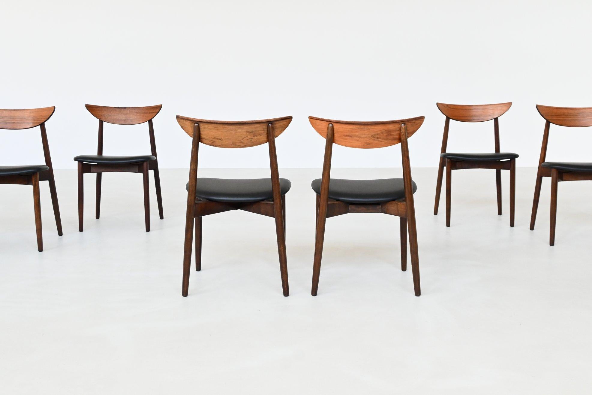 Harry Ostergaard set de huit chaises de salle à manger en bois de rose Randers Danemark 1960 Bon état - En vente à Etten-Leur, NL