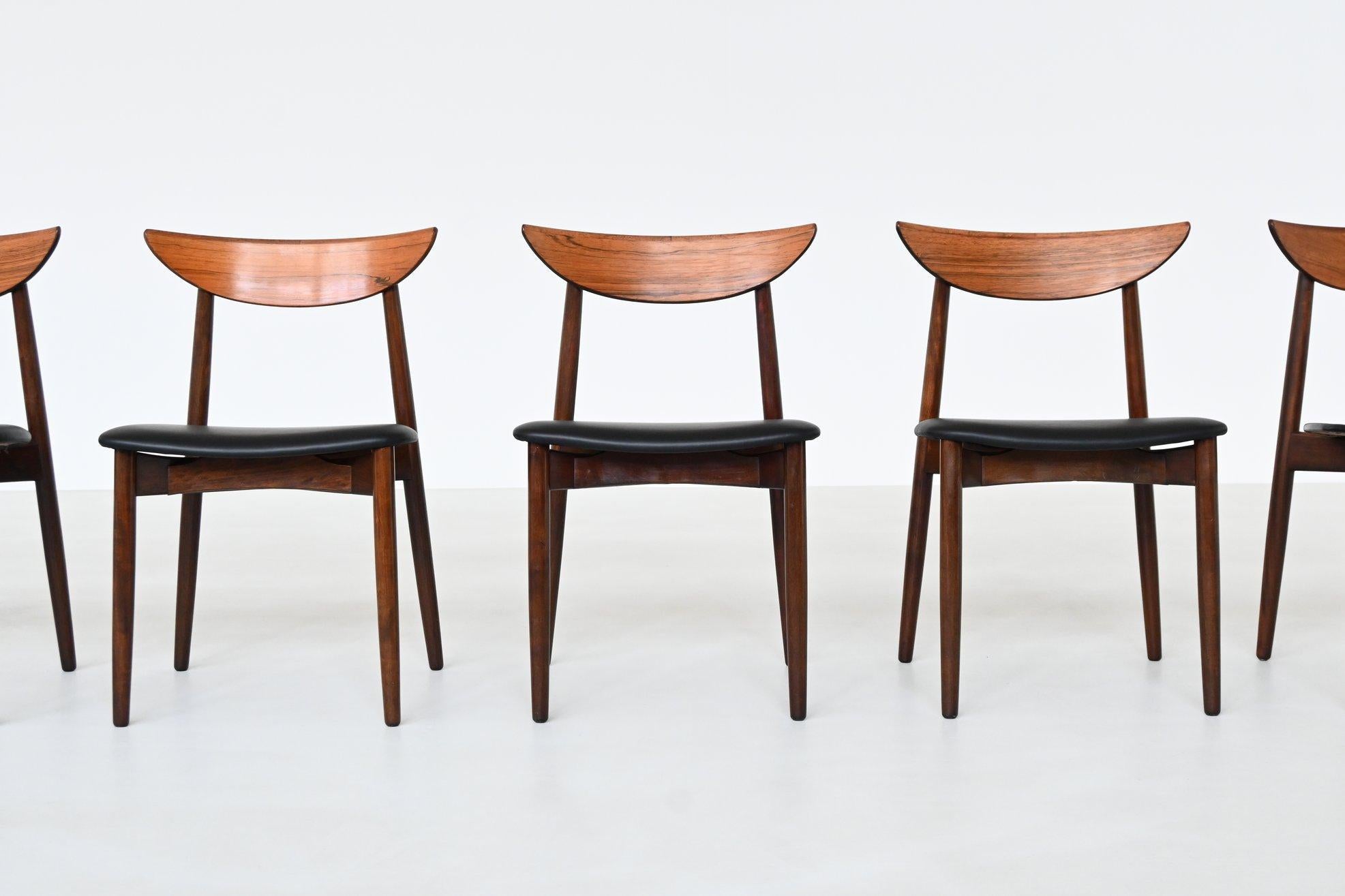 Milieu du XXe siècle Harry Ostergaard set de huit chaises de salle à manger en bois de rose Randers Danemark 1960 en vente