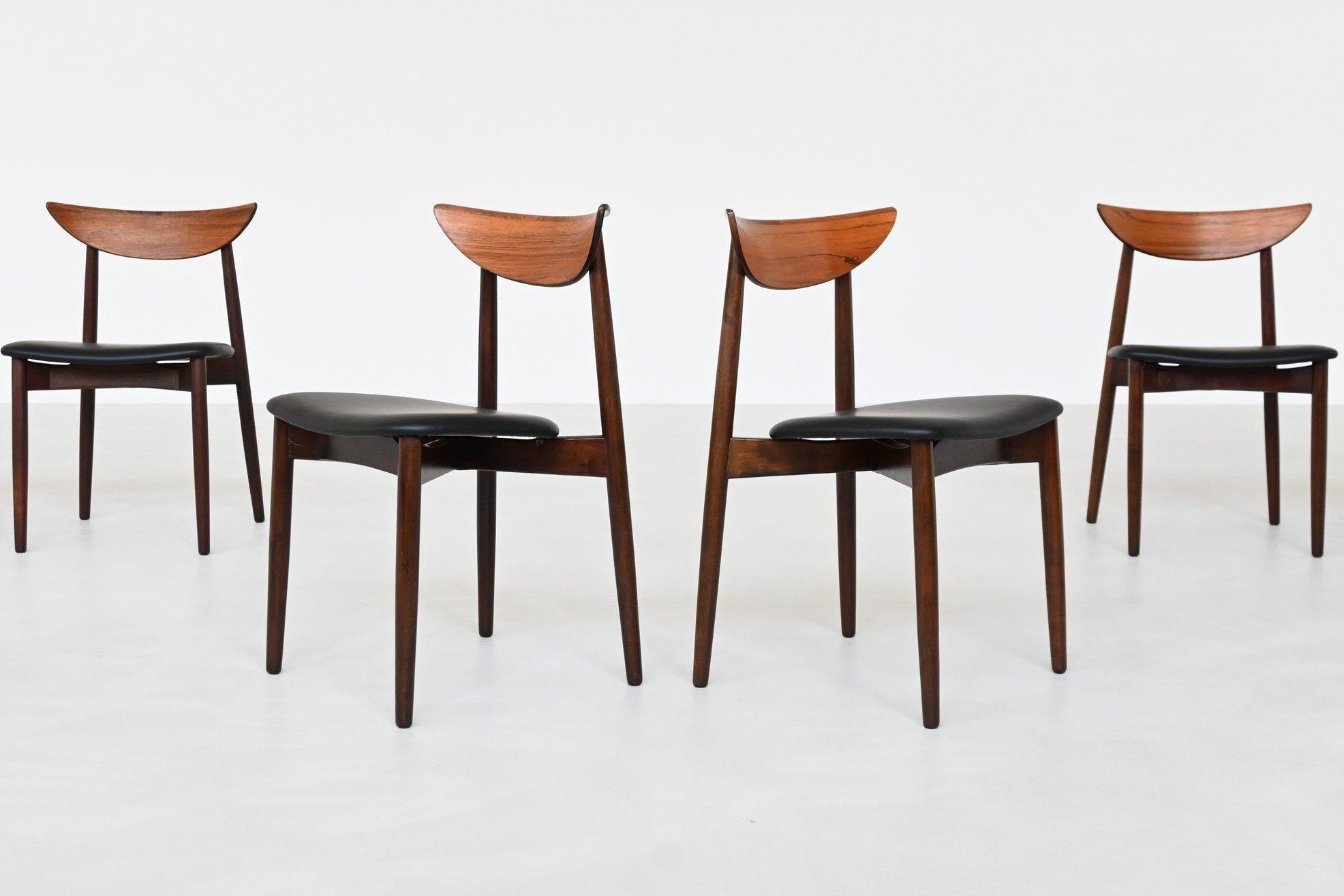 Cuir Harry Ostergaard set de huit chaises de salle à manger en bois de rose Randers Danemark 1960 en vente