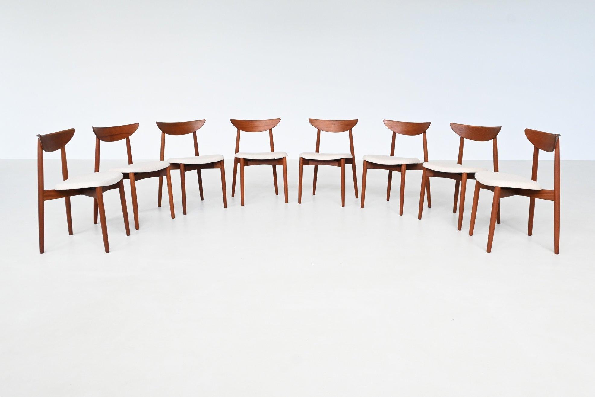 XX secolo Harry Ostergaard set of eight dining chairs teak Randers Denmark 1960 in vendita