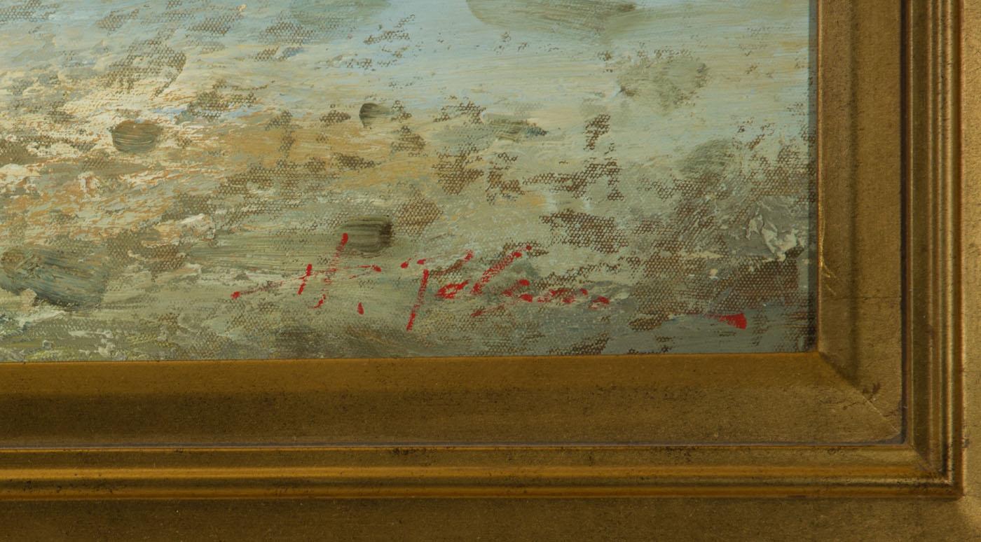 Harry Palson – Großes signiertes Ölgemälde, Korn- Meereslandschaft, Mitte des 20. Jahrhunderts 3