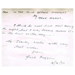 Vintage Harry Patterson/Jack Higgins 1970 Autographed Paper Note