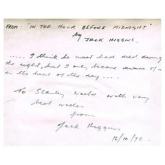 Harry Patterson/Jack Higgins 1970 Nota di carta autografata