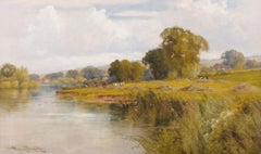 'Working in the Hayfields' Signed oil painting on canvas