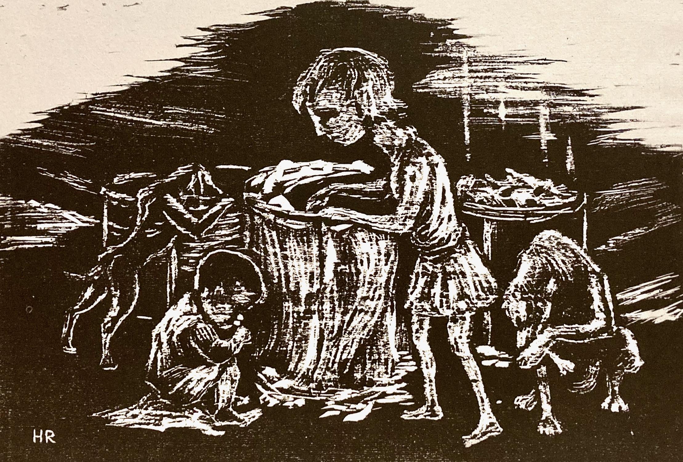 Harry R. Rein, Competition, 1936-39, WPA linocut For Sale 2