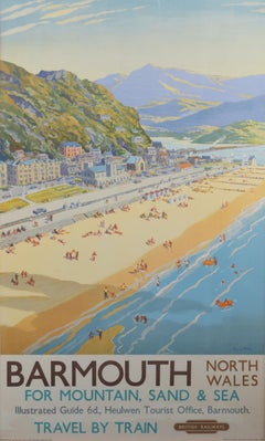 Vintage Barmouth, Wales British Railways poster by Harry Riley