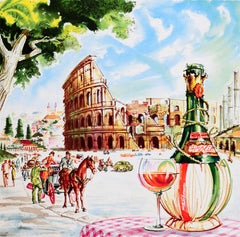 Original Vintage Travel Advertising Poster Rome Italy Fly Qantas Harry Rogers