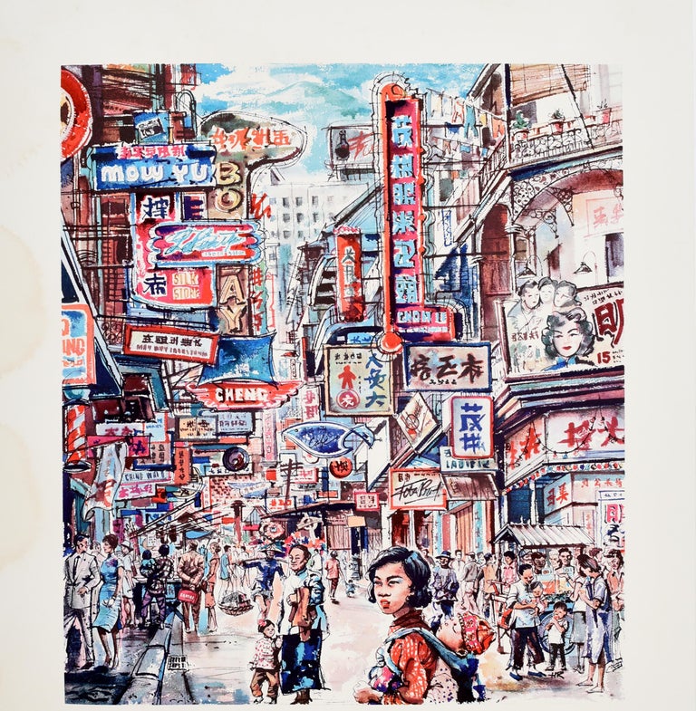 Harry Rogers Original Vintage Travel Poster Hong Kong Qantas Harry
