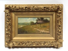 Harry Roseland Antique American Impressionist Oil Painting Framed Figures picnic