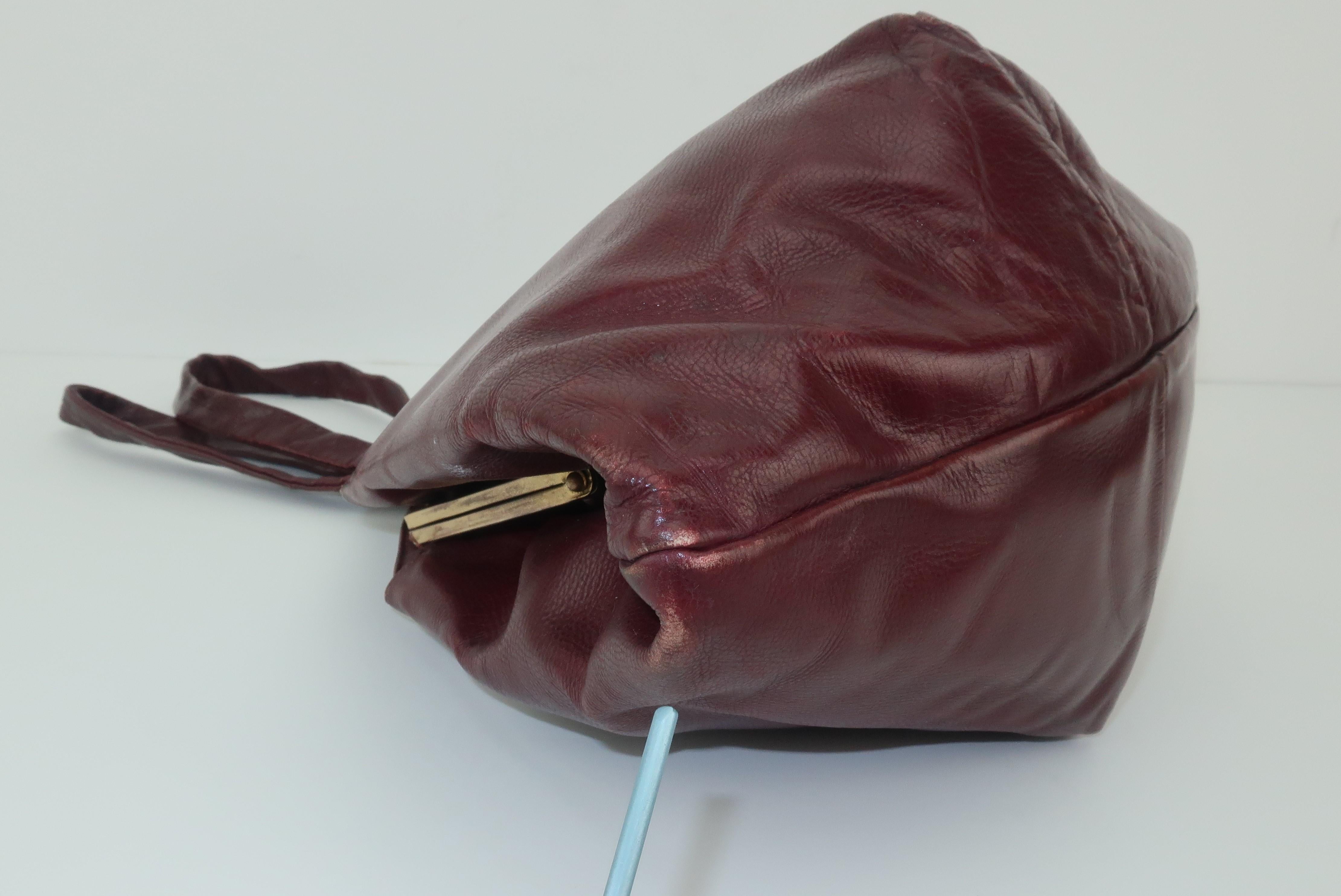 Harry Rosenfeld Original C.1940 Oxblood Leather Triangular Handbag 4
