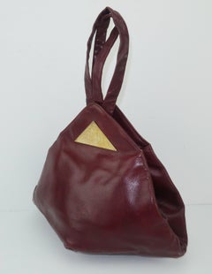 Harry Rosenfeld Original C.1940 Oxblood Leather Triangular Handbag