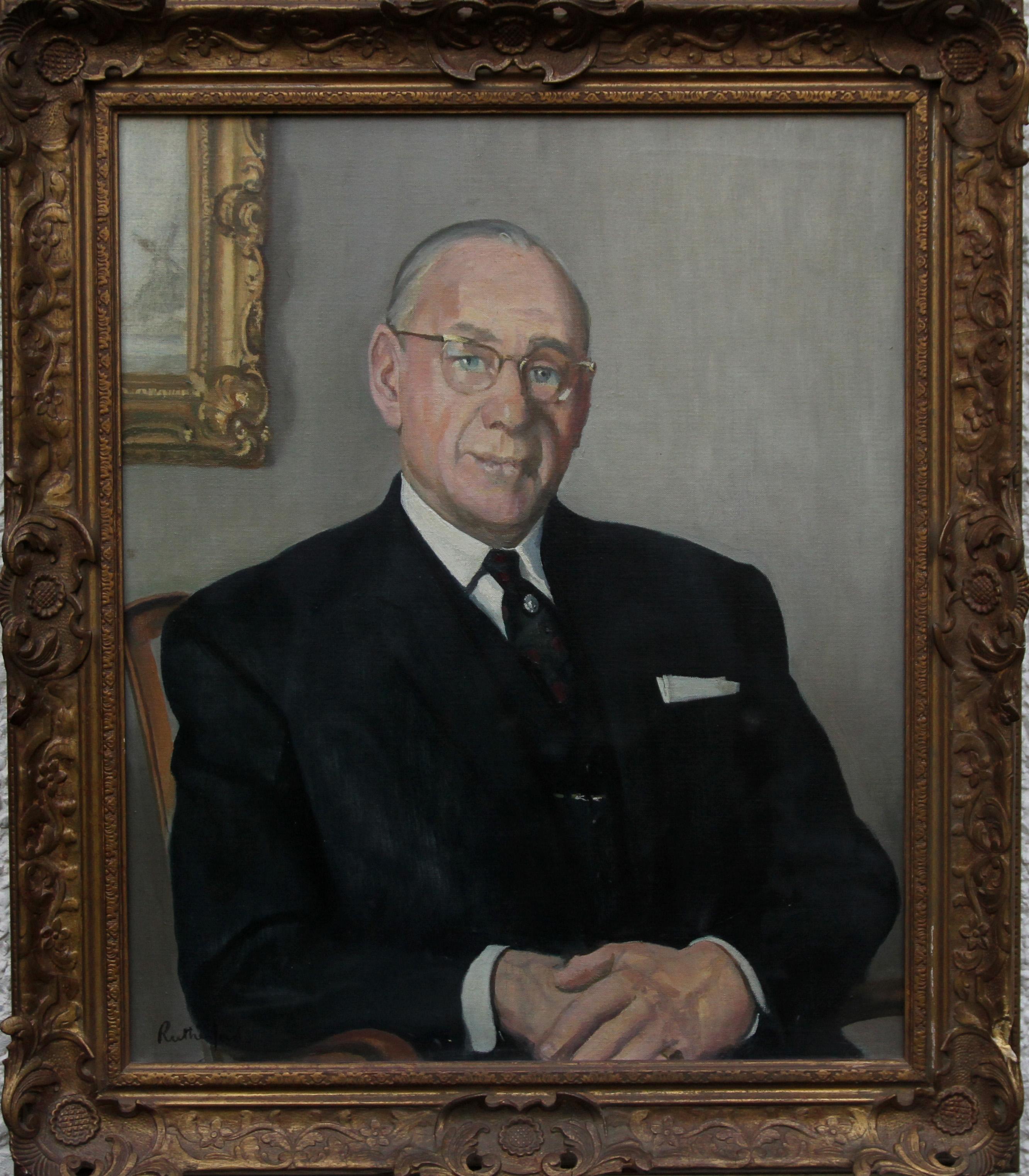 Porträt eines Gentleman – britisches Ölgemälde eines sitzenden, sitzenden Mannes  im Angebot 4