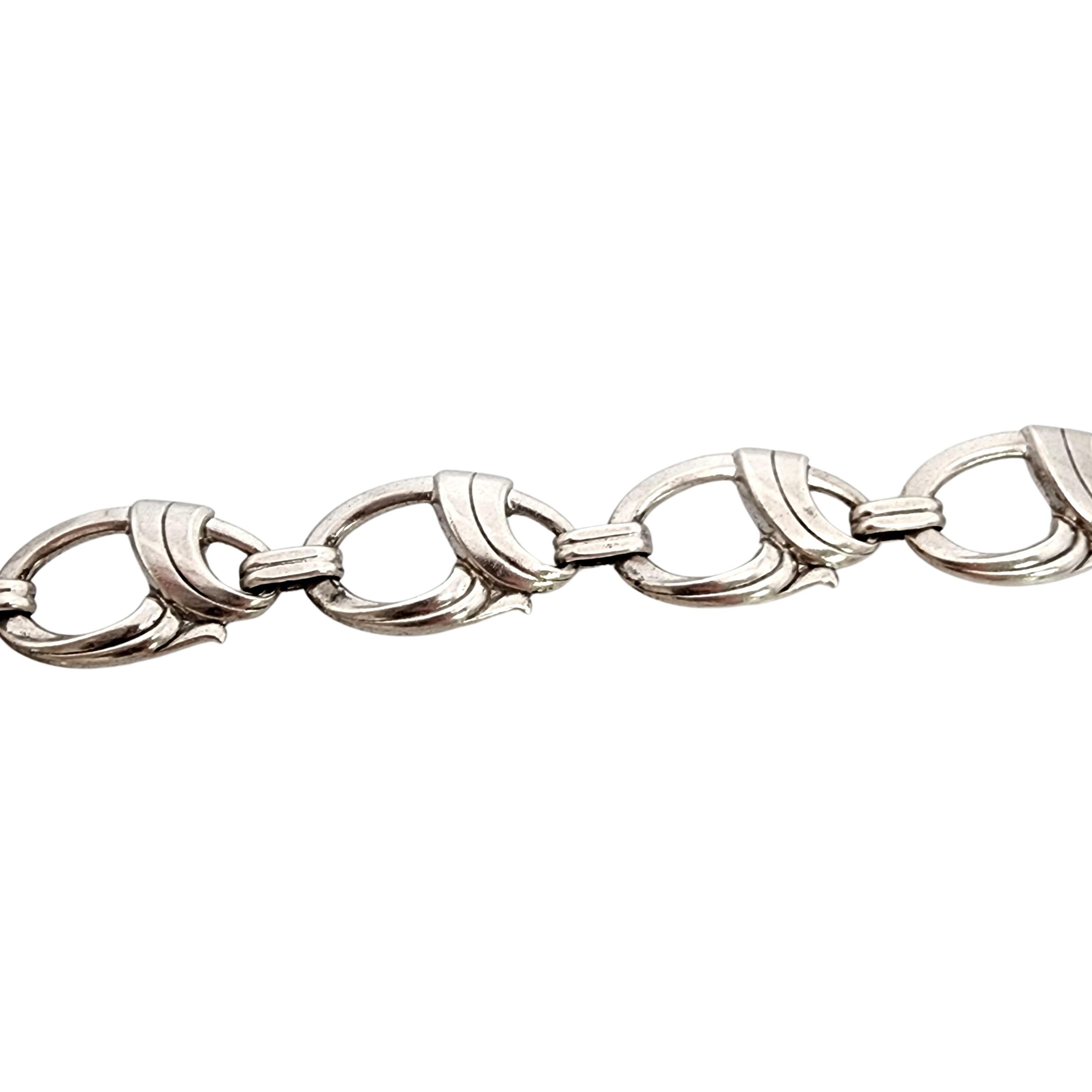 Harry S Bick HSB Sterling Silver Art Deco Link Bracelet #14460 In Good Condition For Sale In Washington Depot, CT