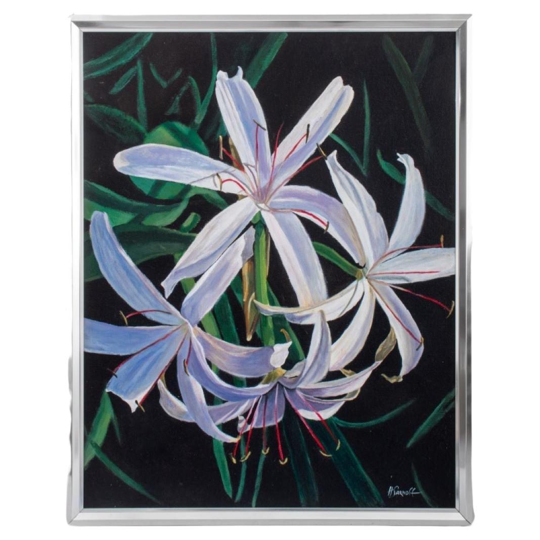 Harry Sarnoff "Swamp Lilies" Acrylic on Canvas For Sale