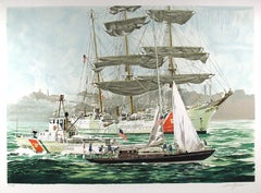 Coast Guard Clipper, litografía realista americana de Harry Schaare