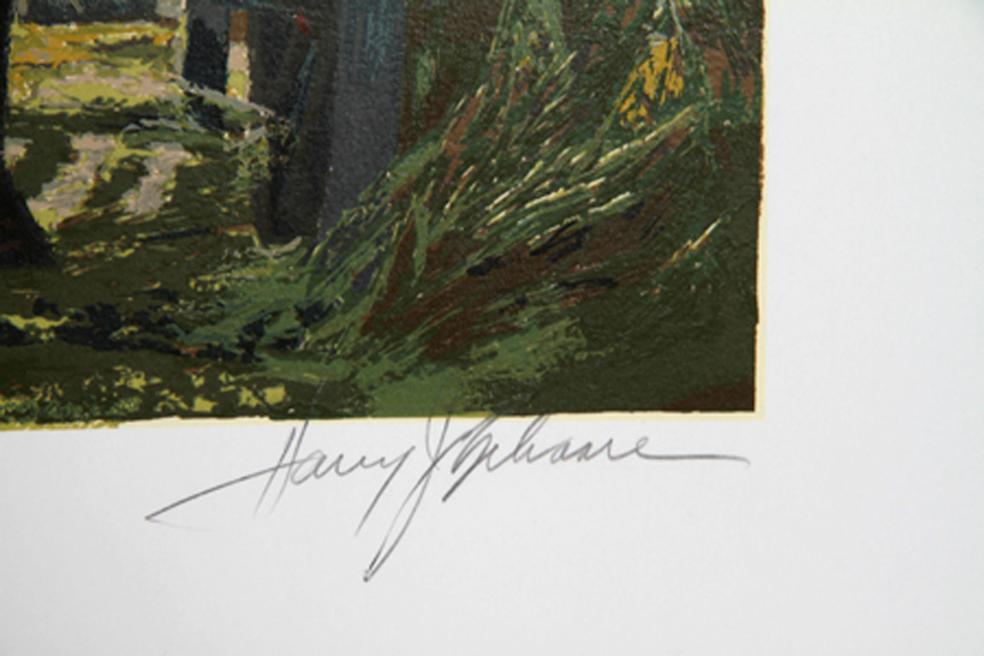 Fütterungszeit, amerikanische realistische Lithographie von Harry Schaare im Angebot 1