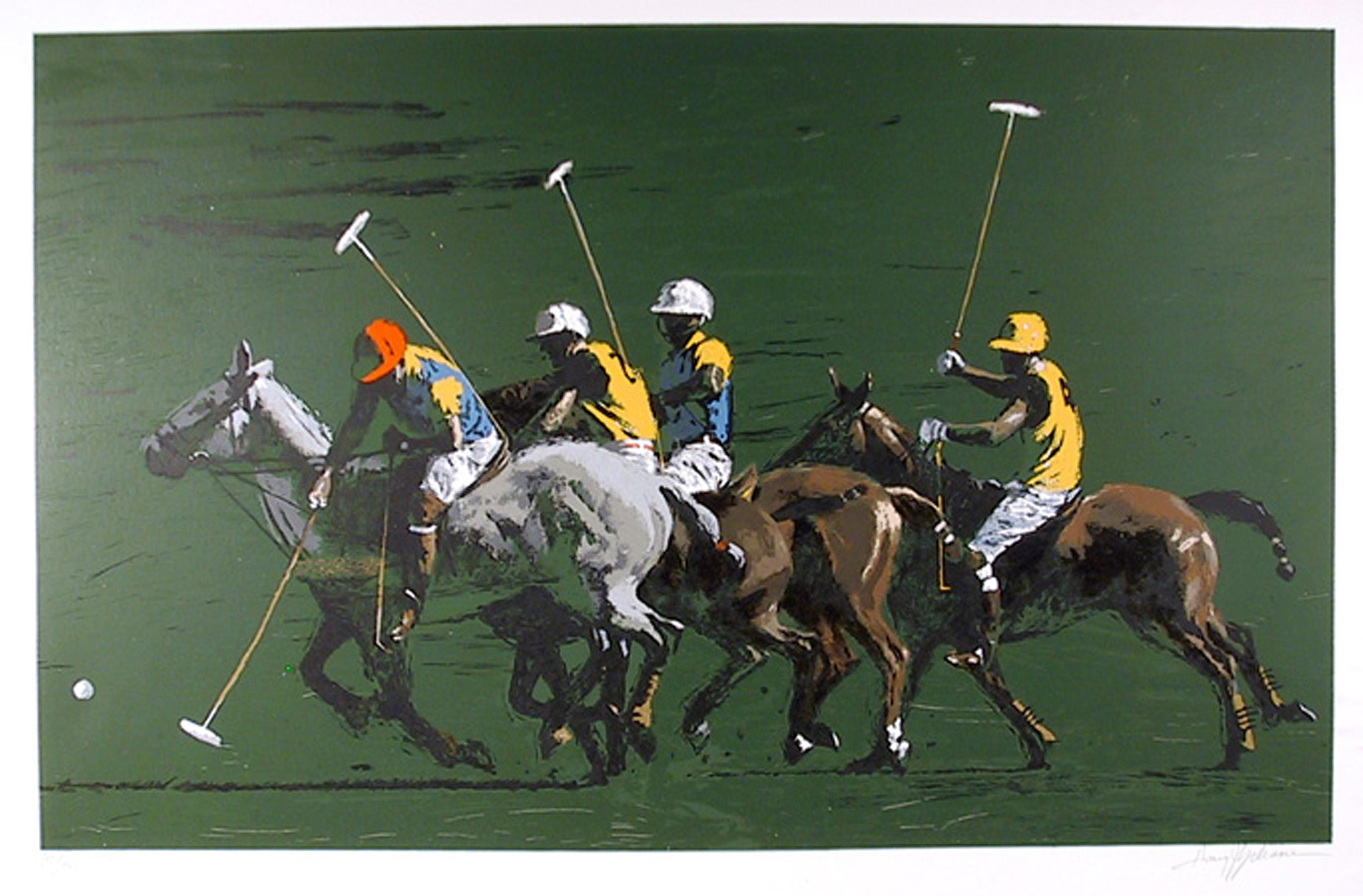 Polo Fields, sérigraphie réaliste américaine de Harry Schaare