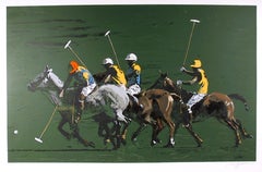 Campos de polo, serigrafía realista americana de Harry Schaare