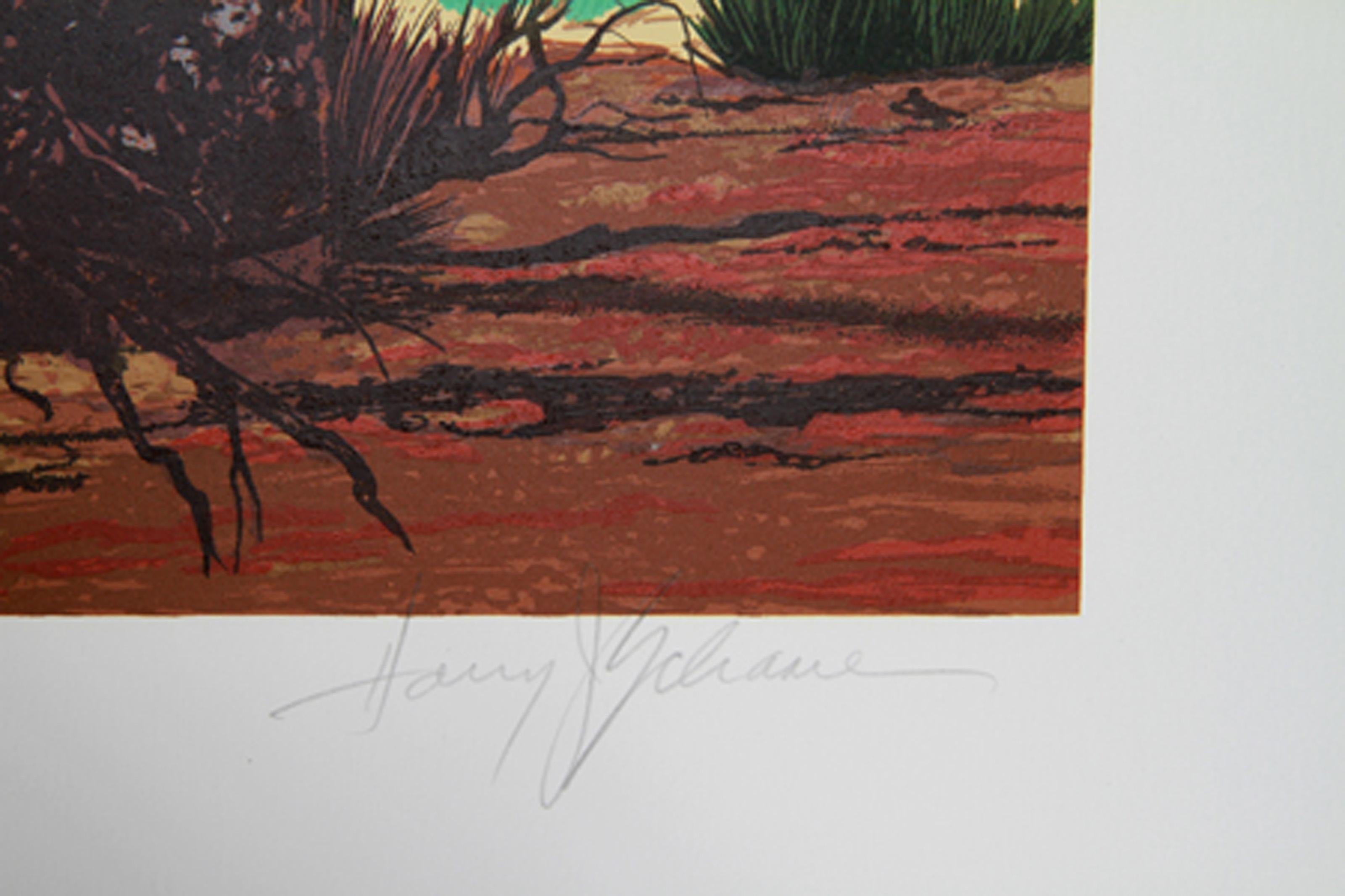 Die Flucht, amerikanische realistische Lithographie von Harry Schaare im Angebot 1