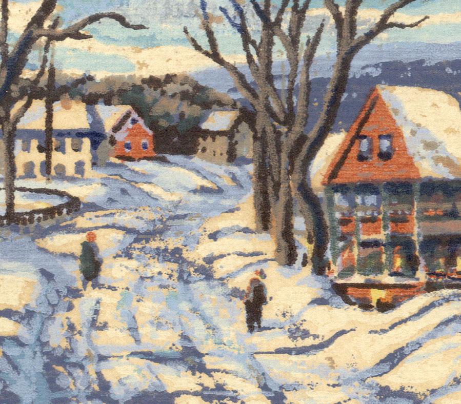 Walking in the Snow (Vermont village) - Print by Harry Shokler
