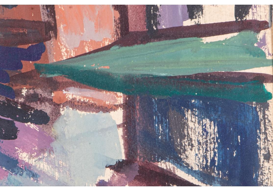 Mid-Century Modern Harry Shoulberg 'Am., 1903-1995' Modern Casein Paint On Paper, 