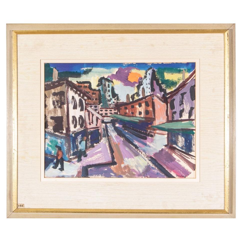 Harry Shoulberg 'Am., 1903-1995' Modern Casein Paint On Paper, "Lanesville" For Sale