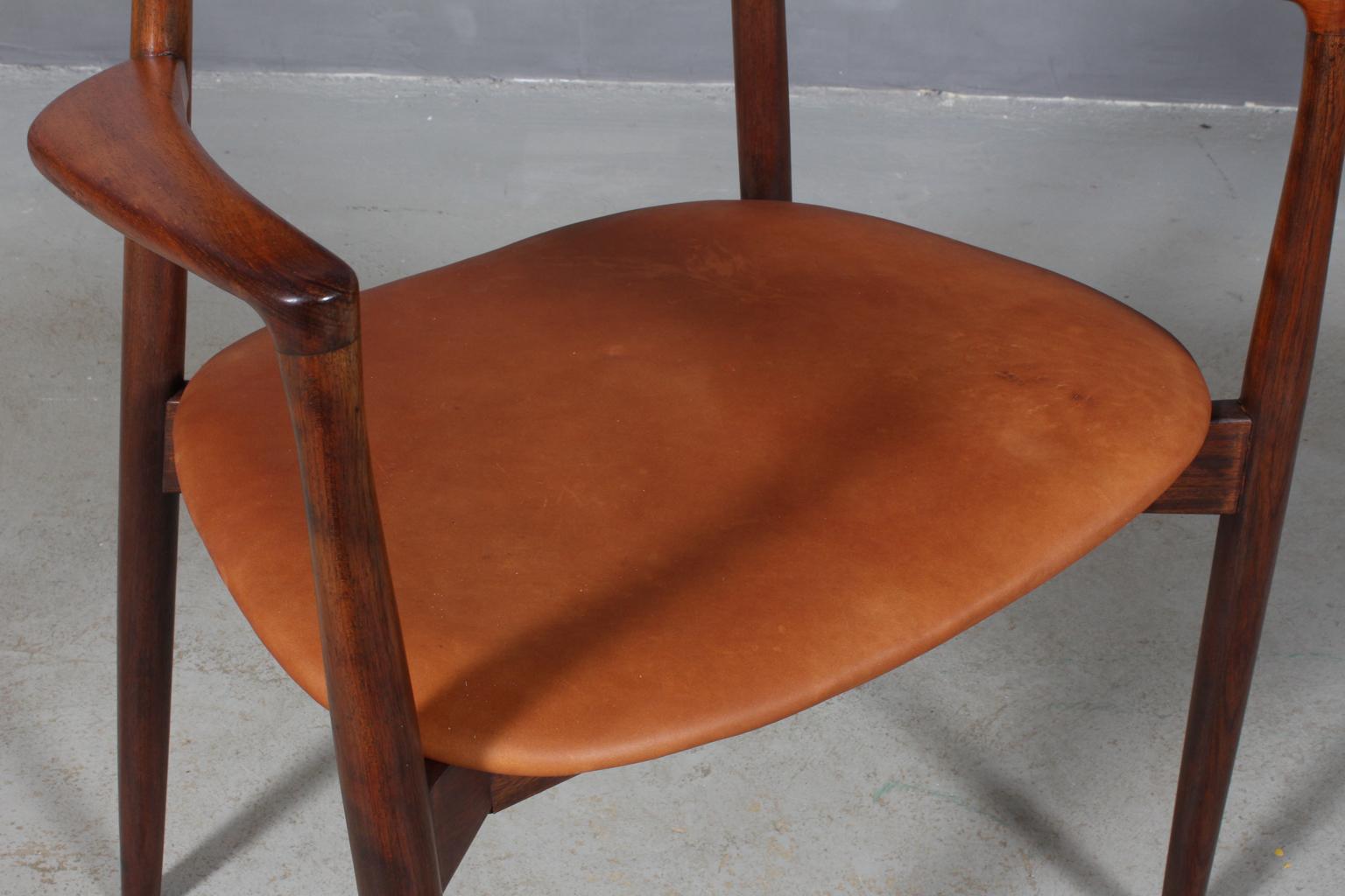 Danish Harry Østergaard, Armchair in Rosewood and Leather, Denmark, 1960s
