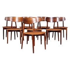 Harry Østergaard, Eight Chairs in Rosewood and Tan Aniline Leather, 1970s