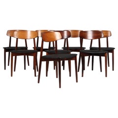 Harry Østergaard, Eight Chairs in Rosewood and Tan Aniline Leather, 1970s