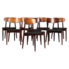 Harry Østergaard, Eight Chairs in Rosewood and Tan Aniline Leather, 1970s