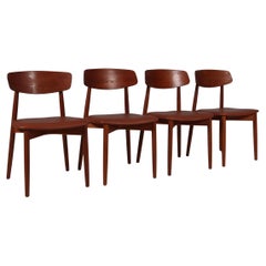 Harry Østergaard, four Chairs in tak and Tan Aniline Leather, 1970s