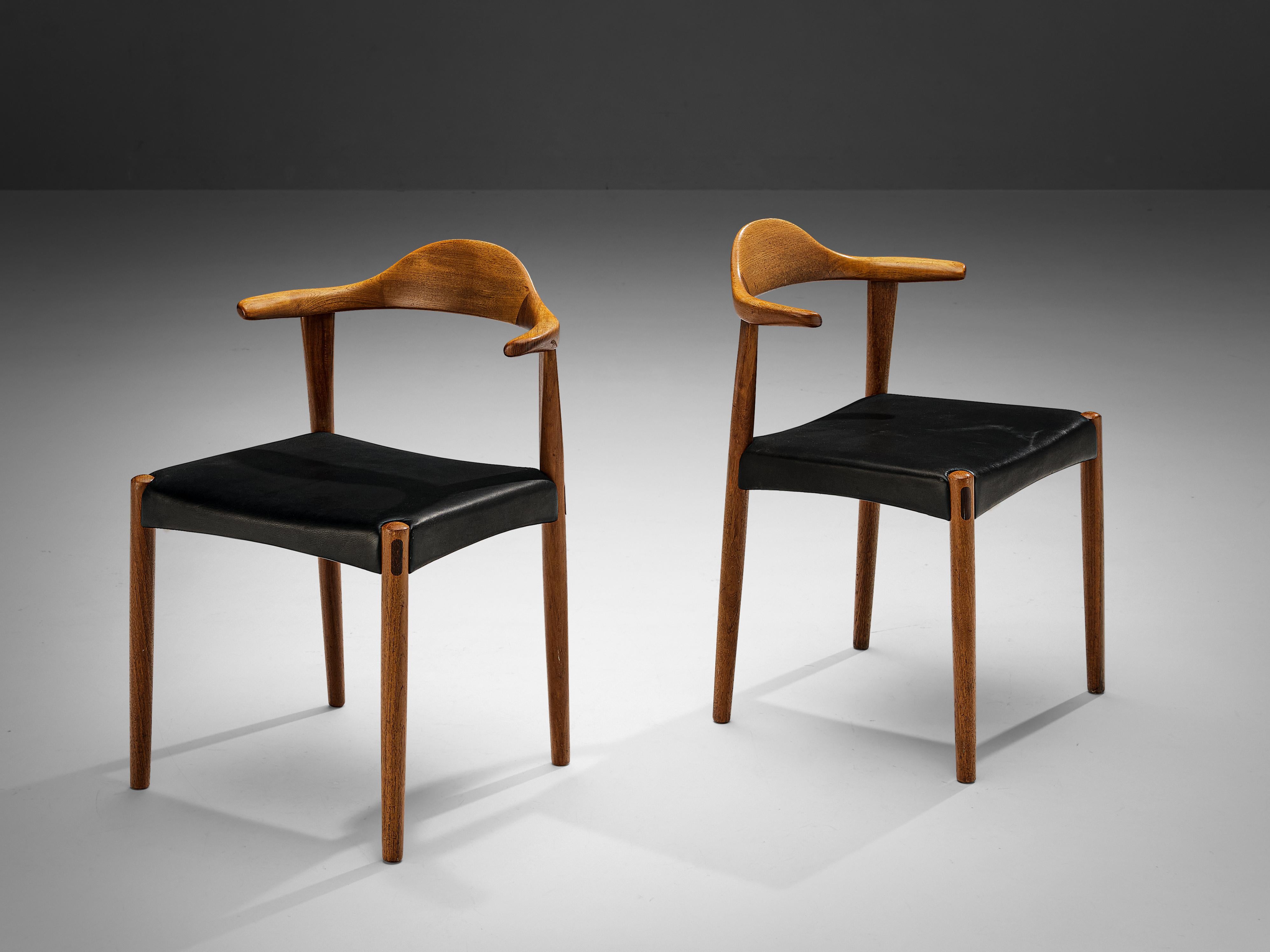 Danish Harry Østergaard Pair of 'Bull Horn' Dining Chairs in Teak  For Sale
