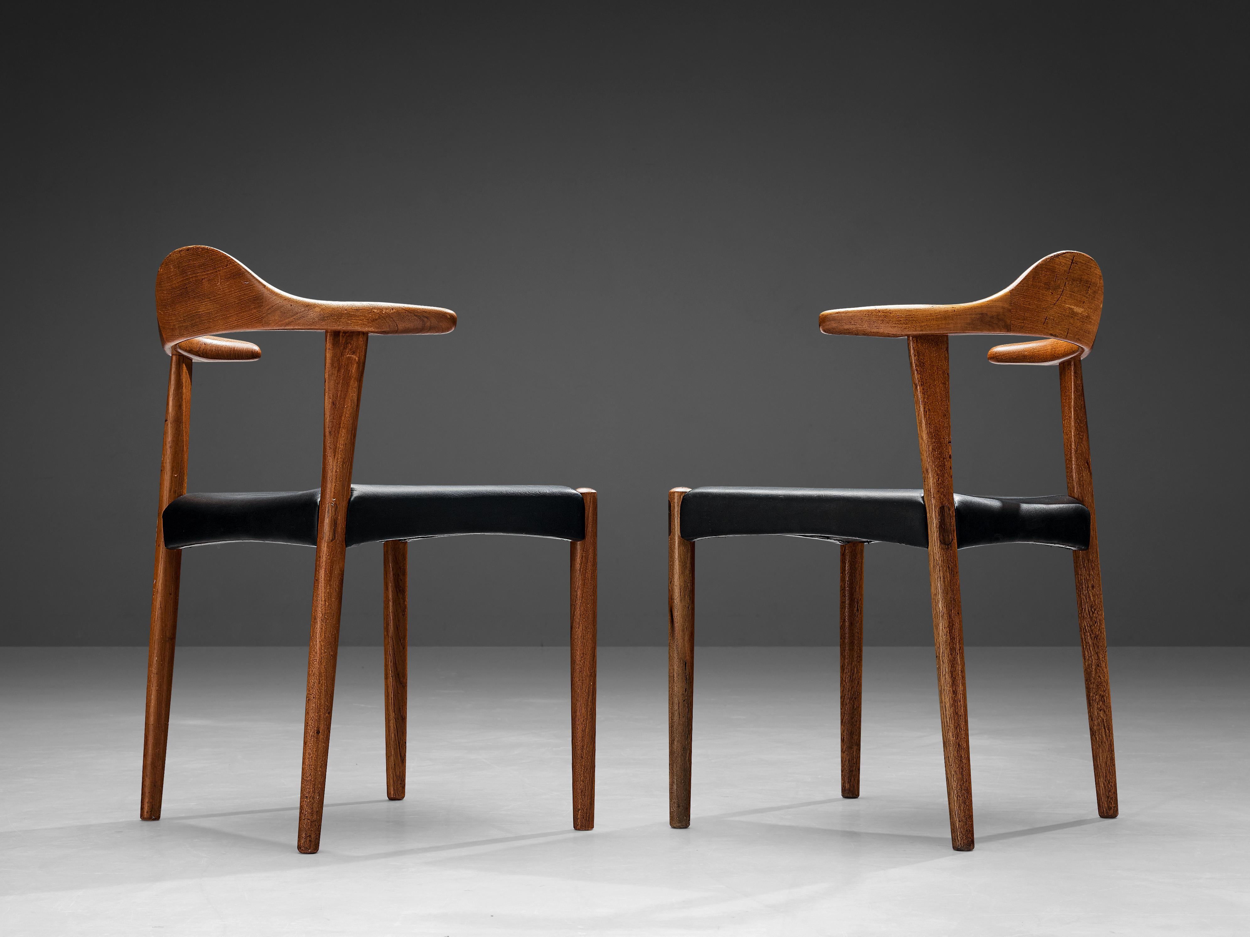 Mid-20th Century Harry Østergaard Pair of 'Bull Horn' Dining Chairs in Teak