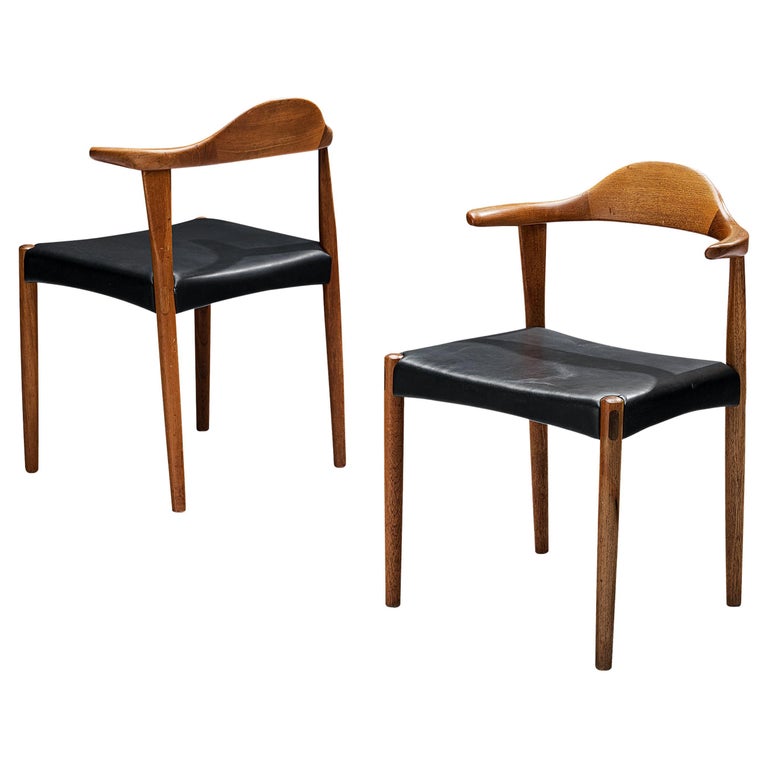 Harry Østergaard Pair of 'Bull Horn' Dining Chairs in Teak For Sale at