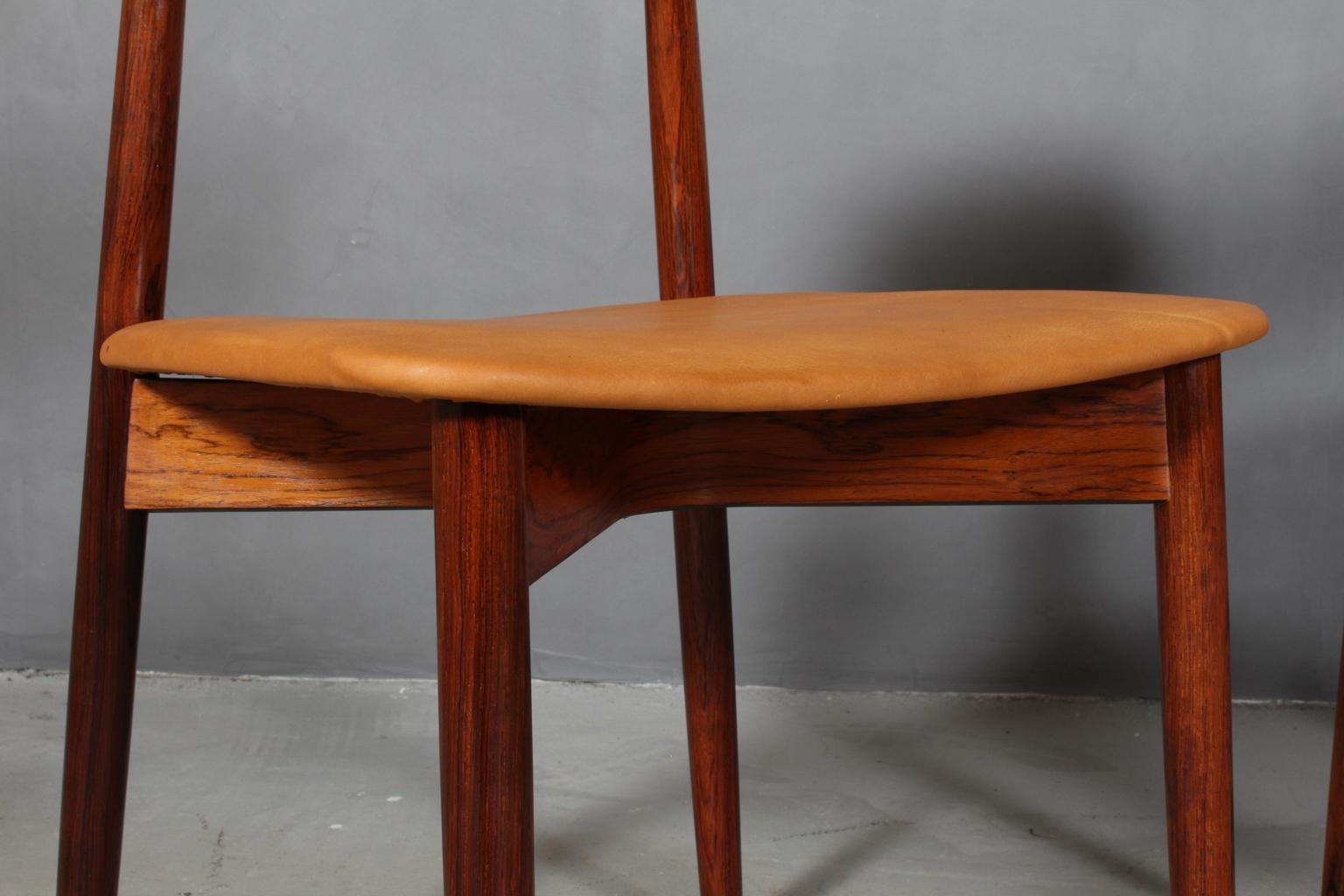 Harry Østergaard, Three Chairs in Rosewood and Nubuck Leather, 1960s In Good Condition In Esbjerg, DK