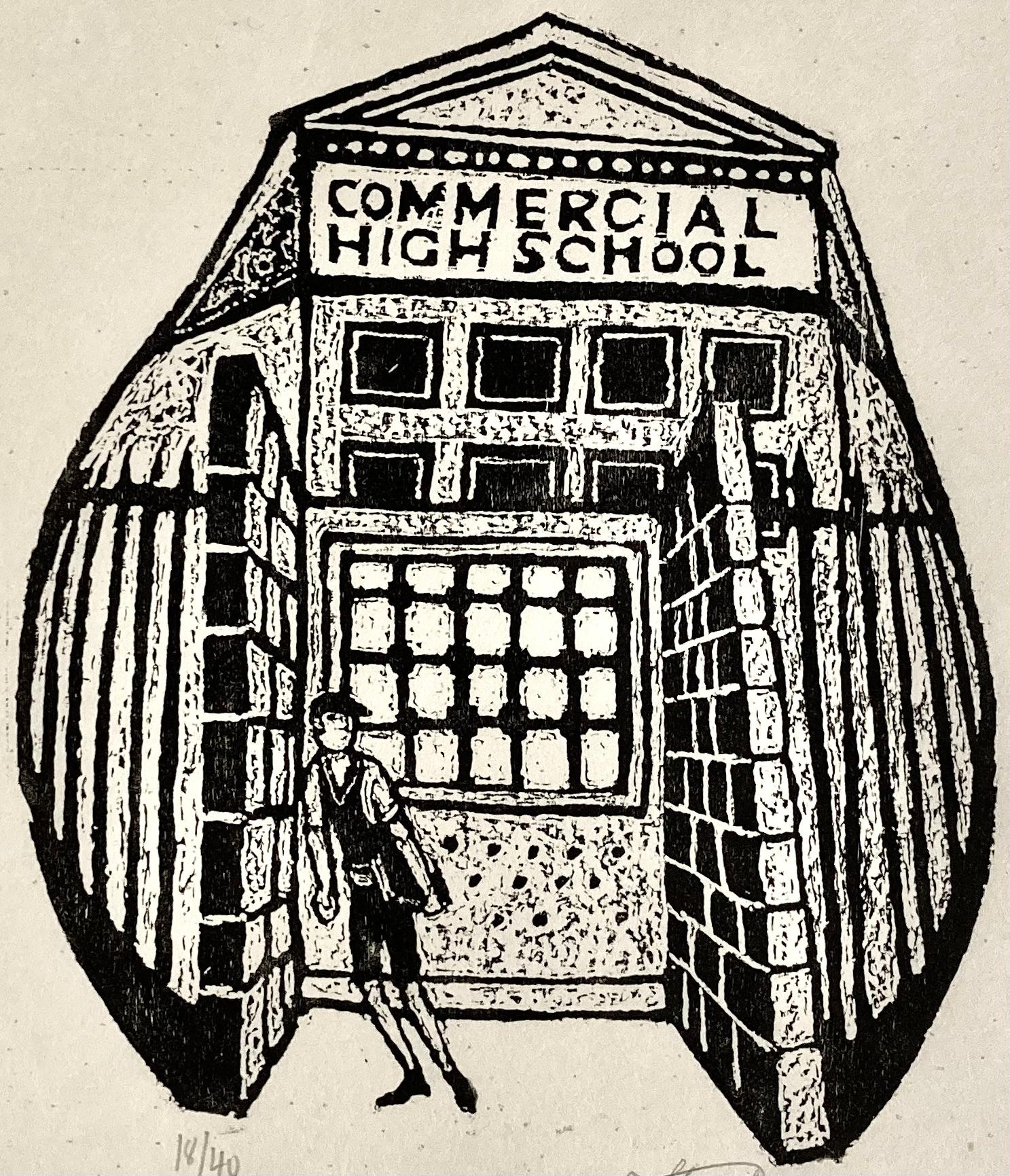 Harry Sternberg, Commercial High School from My Life in Woodcuts, 1991 For Sale 1