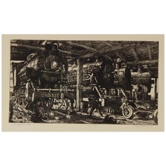Harry Sternberg Original-Bleistift, signierte Radierung, 1929, „Roundhouse #1“